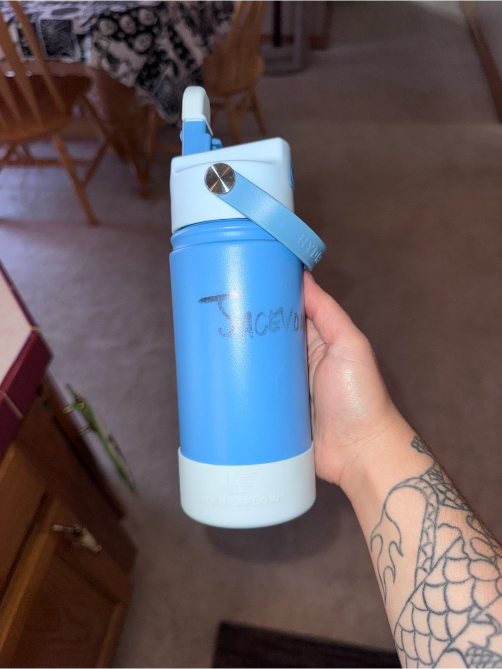 Blue Insulated Drink Bottle with Carry Handle